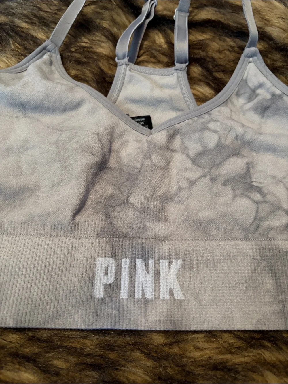 PINK Victoria's Secret Gray Tie-Dye Seamless Bralette Size Small
